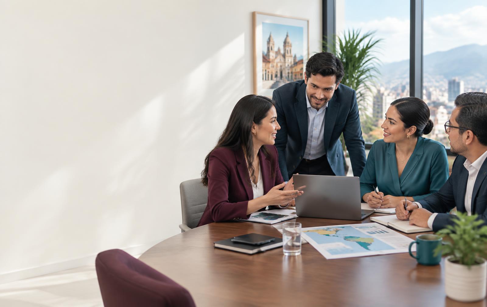 Equipe em uma reunião de negócios internacionais